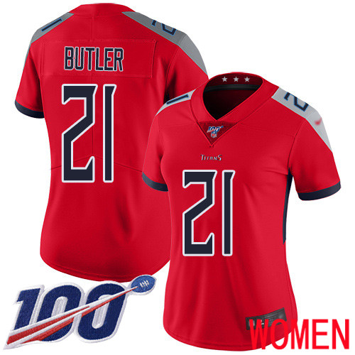Tennessee Titans Limited Red Women Malcolm Butler Jersey NFL Football #21 100th Season Inverted Legend->tennessee titans->NFL Jersey